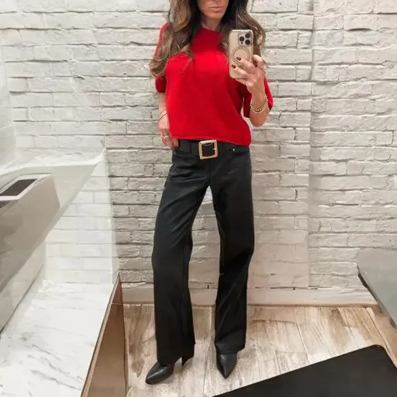 NWT PACSUN x Third Charm SZ M Baddie Relaxed Low Rise Faux Leather Wide Leg Pant - Picture 8 of 10